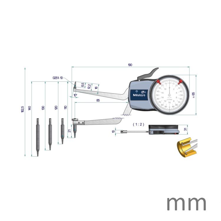 Mitutoyo 90-140mm DIAL CALIPER GAUGE 209-311 - Image 3