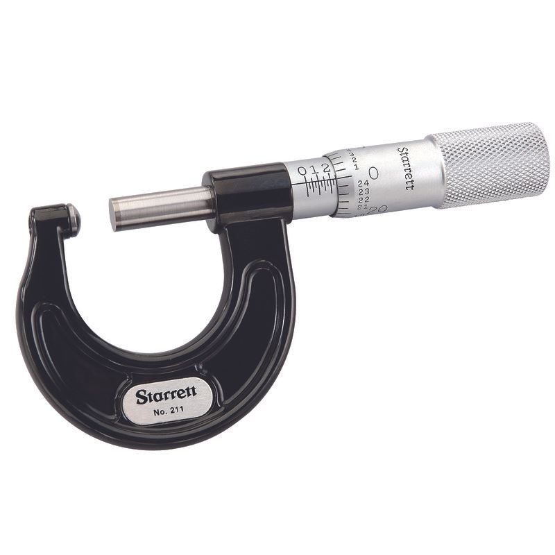 Starrett Micrometer 0-1in Range .001in Grad Carbide Anvil/Spindle 211XP Micrometer