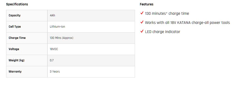 KATANA 220370 18V 4AH BATTERY - Image 3