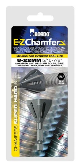 Bordo 8-22mm E-Z Chamfer hex shank de-burring and chamfering tool Size Range (inch): 5/16-7/8"