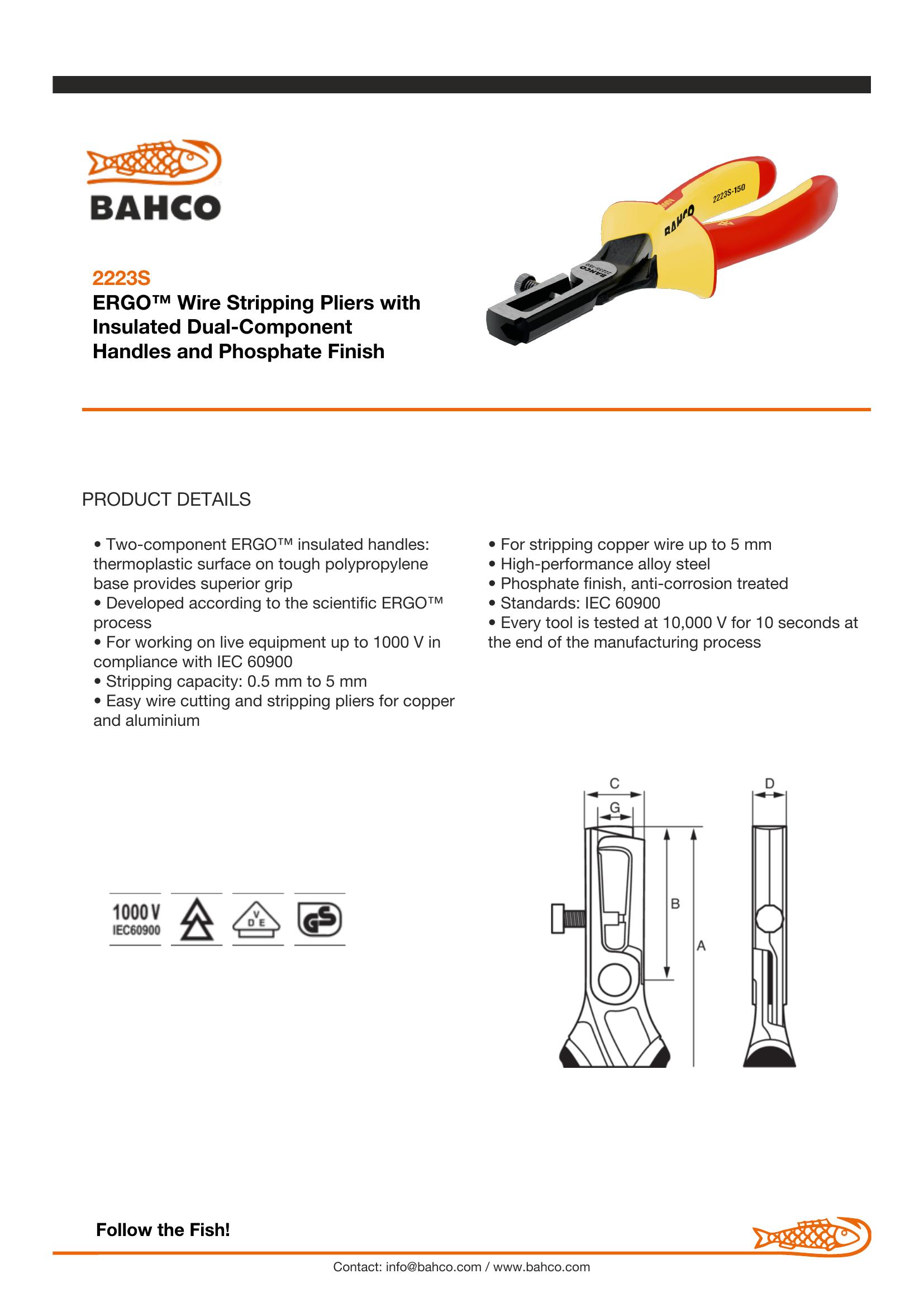 Bahco Pliers, wire stripping, 150mm - Image 6