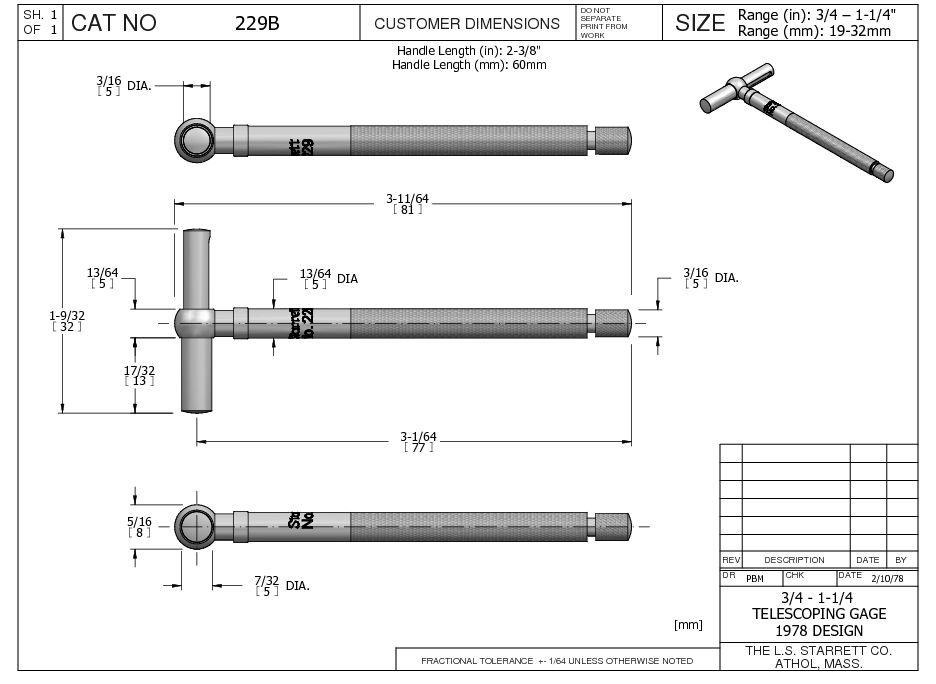 Starrett - Telescoping Gage 3/4in-1 1/4in (19-32mm) Range - Image 5