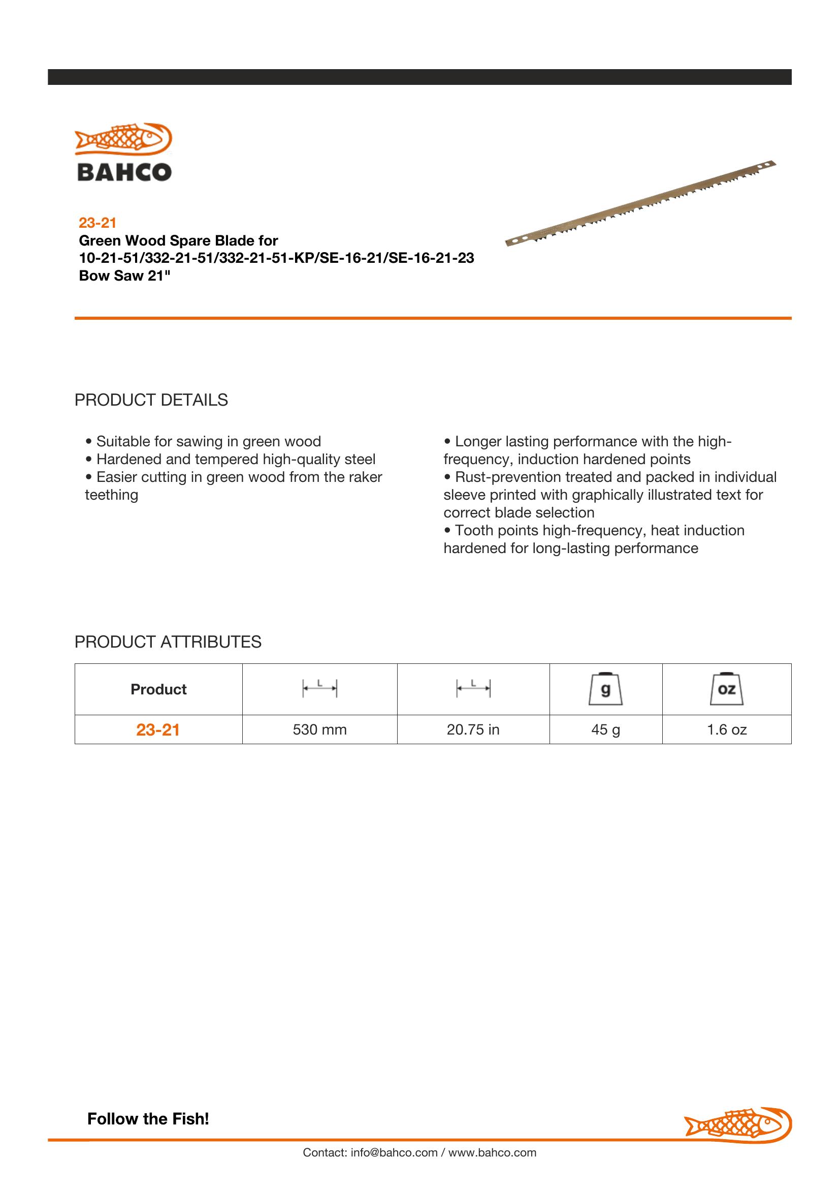 Bahco Bowsaw blade, hardpoint, raker toothed for cutting green wood - Image 3