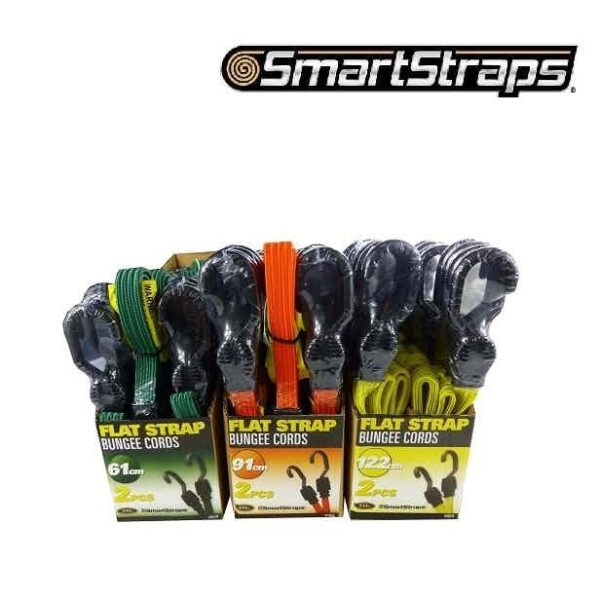 SmartStraps FLAT STRAP BUNGEE CORD 61CM 2PK GREEN