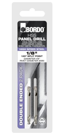 Bordo 1/8 Bright Double Ended Panel Drill - 2Pk Clam