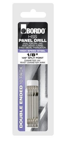 Bordo - 1/8 Bright Double Ended Panel Drill - 10Pk Clam