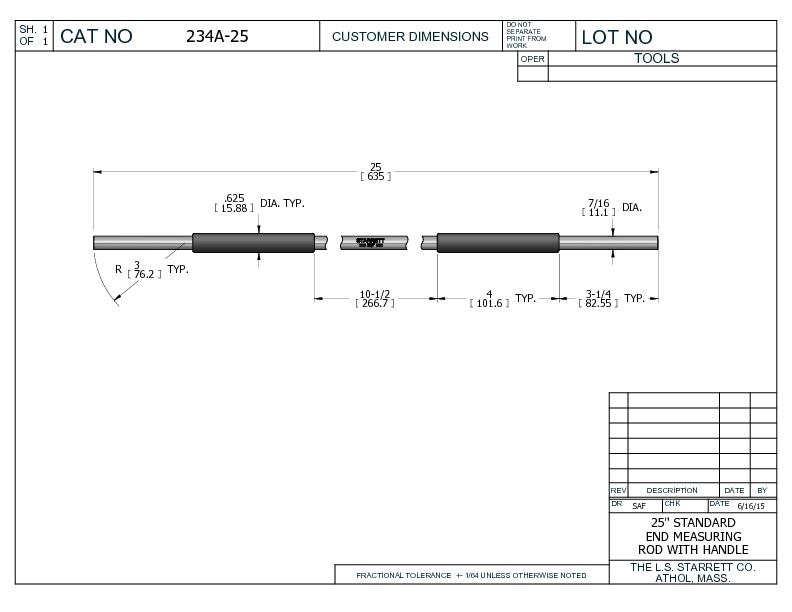 Starrett - End Measuring Rod 25in - Image 2