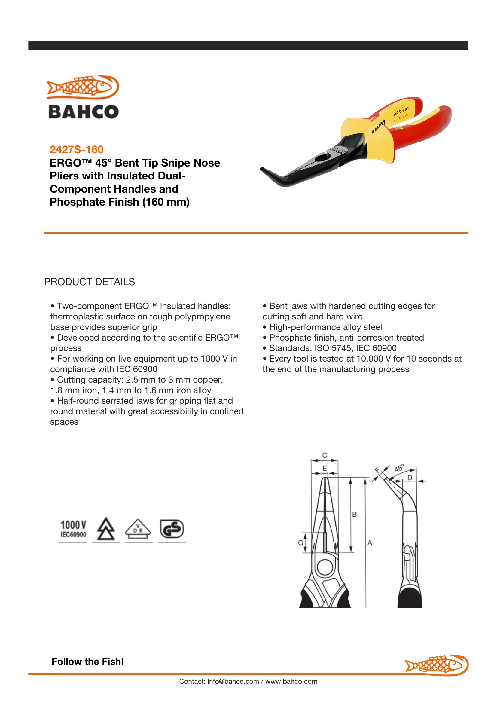 Bahco SNIPE BENT PLIERS 2427S-160 - Image 6