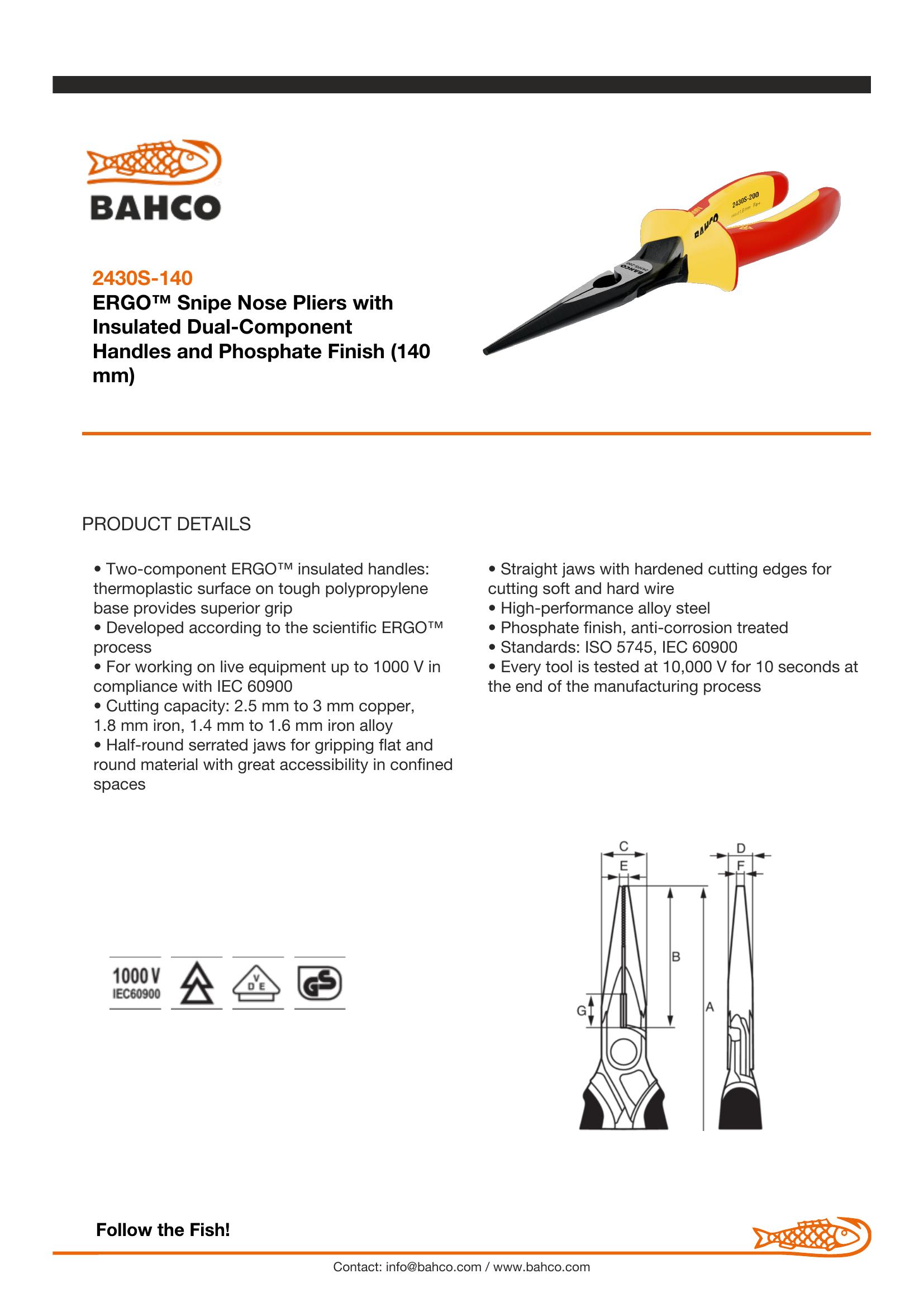 Bahco SNIPE PLIERS 2430S-140 - Image 6