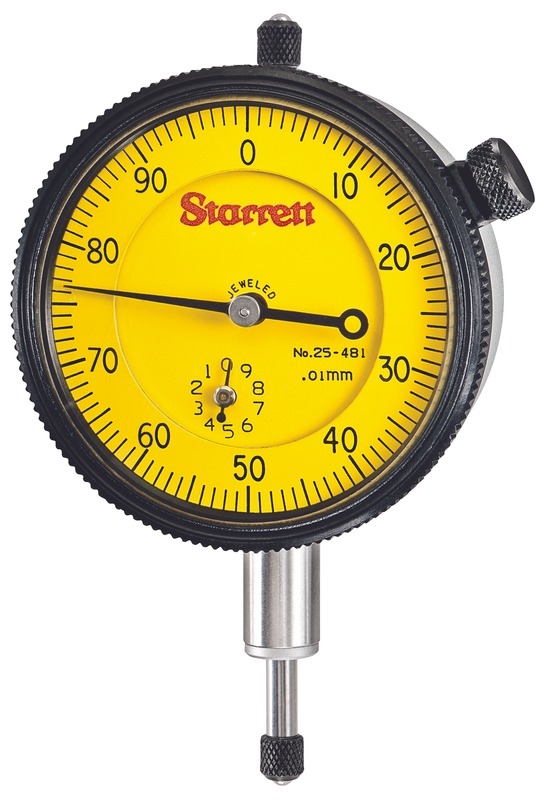 Starrett Dial Ind. Jewelled 2 1/4in .10mm Range 0.01mm Grad 25-481J Dial Indicator