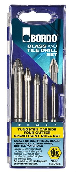 Bordo 4-10mm 5 Pce 4 Cutter Glass and Tile Drill Set
