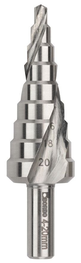 Bordo 4-20 x 2mm Spiral Flute M2-HSS Step Drill