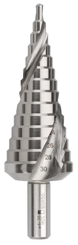 Bordo 4-30 x 2mm Spiral Flute M2-HSS Step Drill