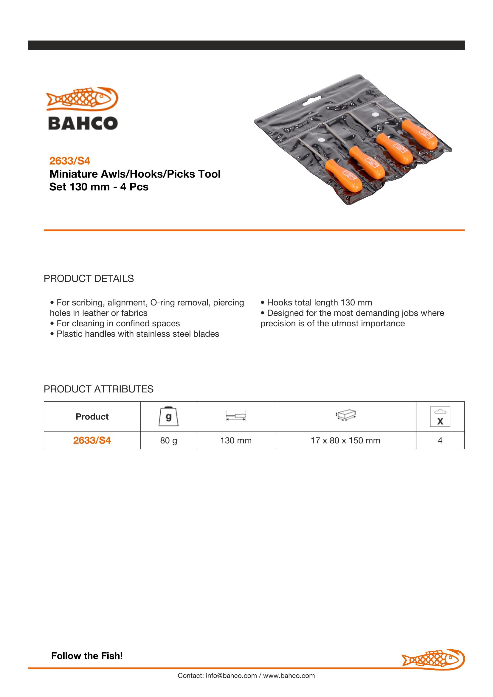 Bahco 4 Assorted Awls & Hooks - Image 6