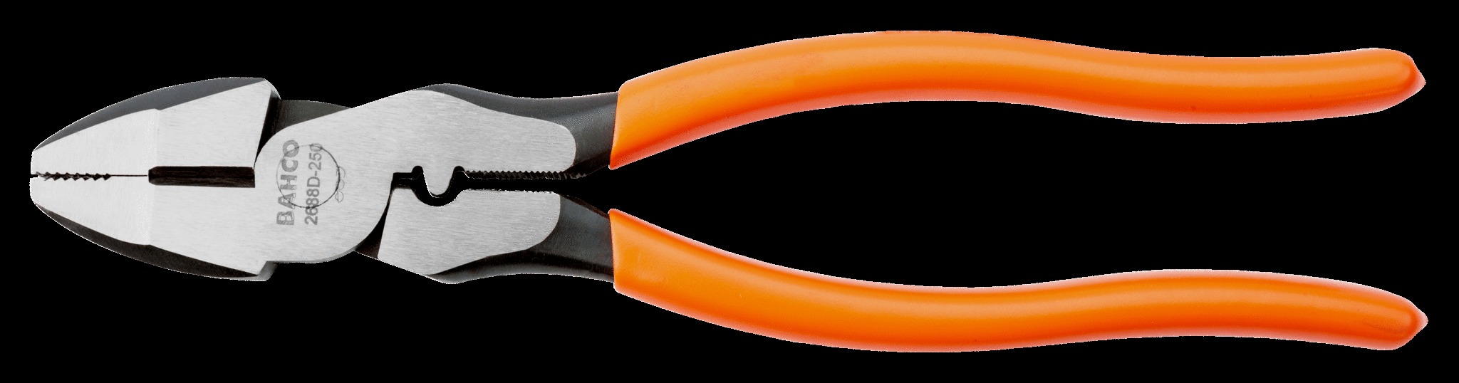 Bahco Plier Combination -250mm Gripping surface suited for gripping flat surfaces. Manufactured from high performance alloy steel. Edges designed to cut medium to hard wire. PVC coated handles . Equipped with crimping die. - Image 2
