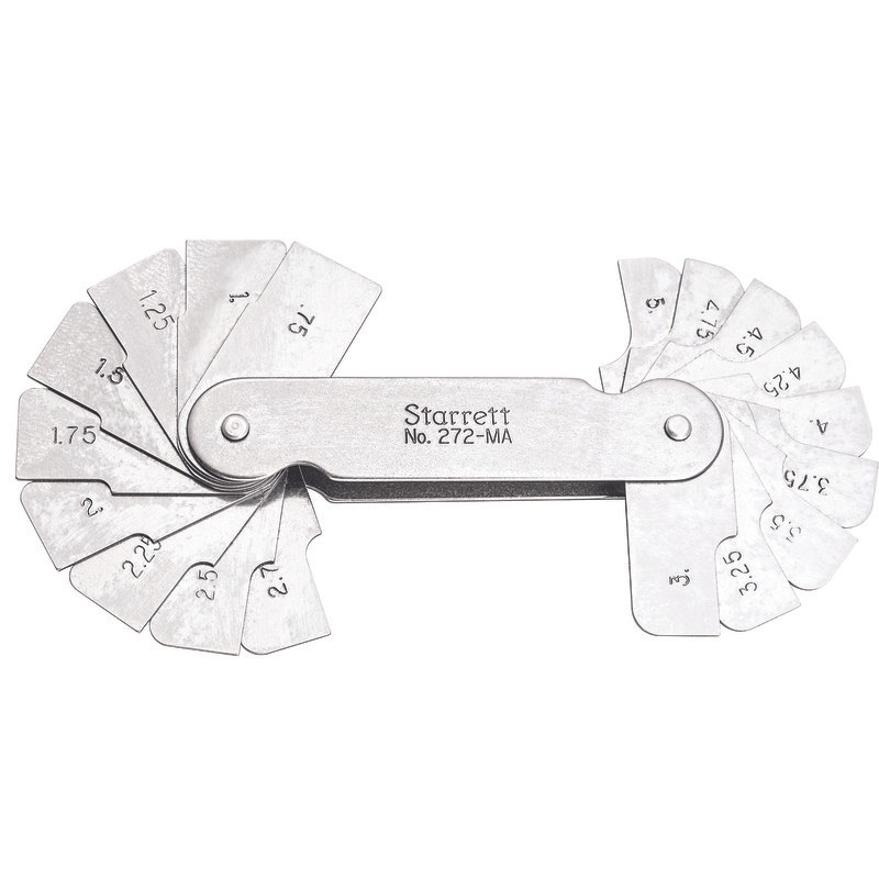 Starrett - Radius Gage 18 Leaves 0.75-5mm Range By 0.25mm