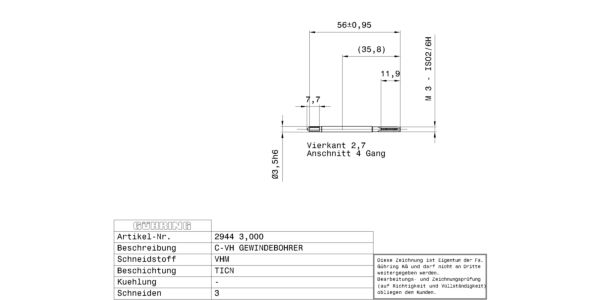 Guhring Metric Taps Carbide TiCN Coated M3 - Image 2