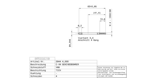 Guhring Metric Taps Carbide TiCN Coated M4 - Image 2