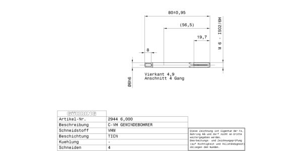 Guhring Metric Taps Carbide TiCN Coated M6 - Image 2