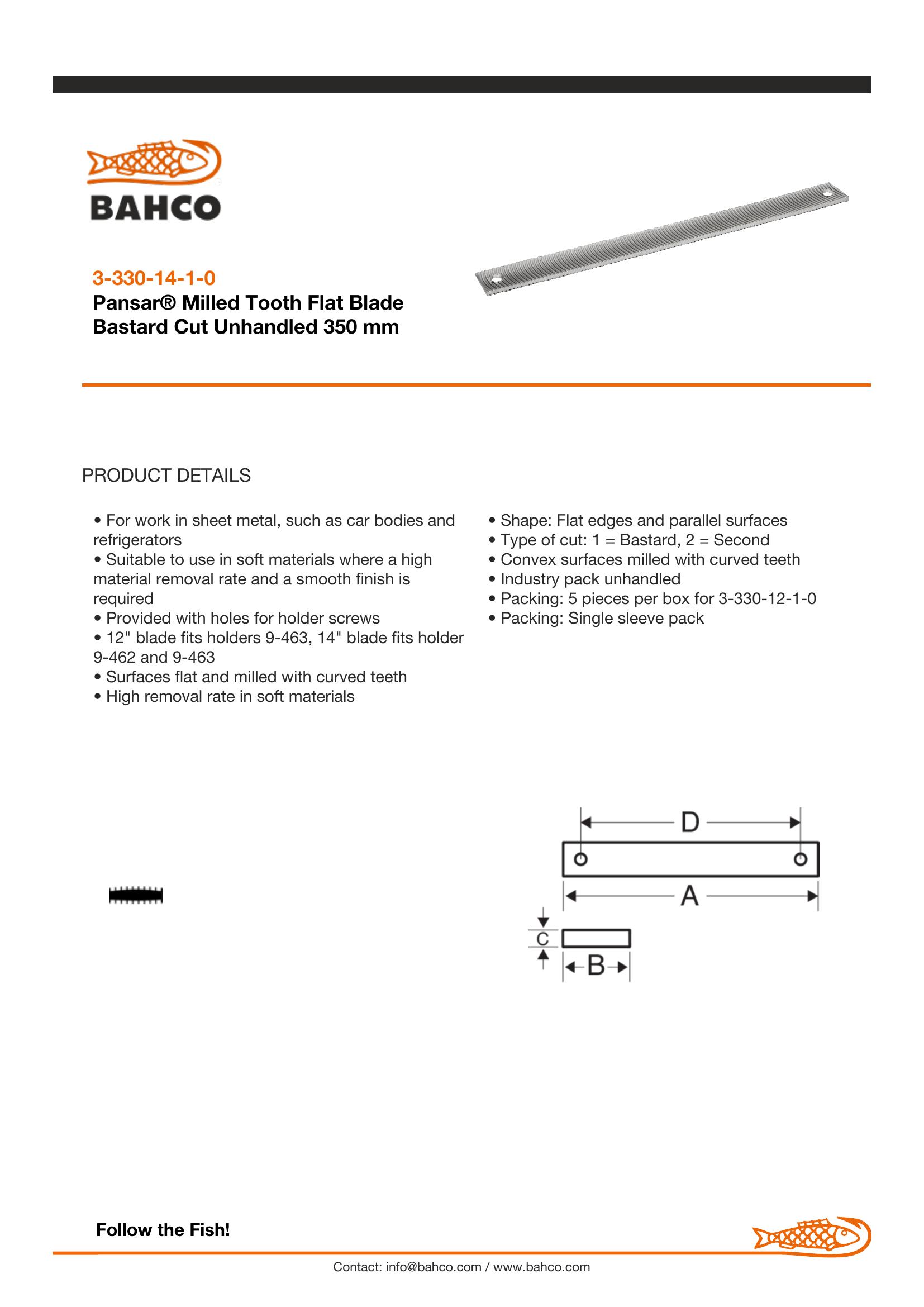 Bahco Pansar file, flat, 14", bastard cut - Image 5