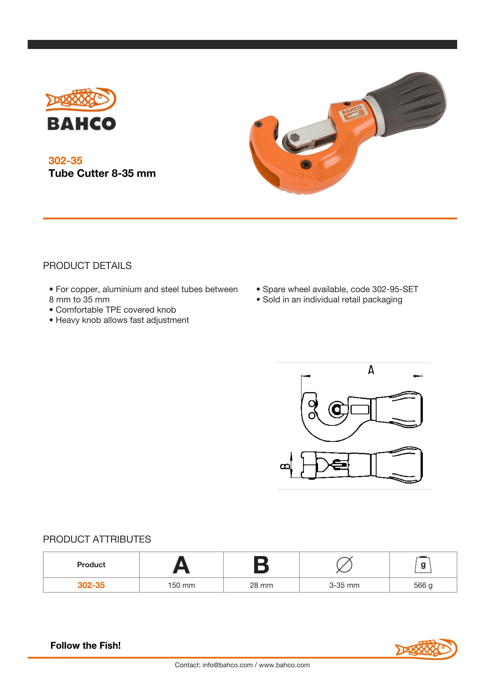 Bahco Tube Cutter - 6mm - 35mm. Length 140mm. - Image 4