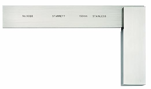 Starrett Precision Steel Square With Base (range 150mm)(accuracy 0.005mm Per 150mm O 3020m -150 Try Square Made of Tool Steel, Shaft Length 150 mm, Rail Length 100 mm