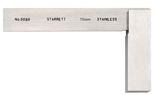 Starrett Precision Steel Square With Base (range 75mm)(accuracy 0.005mm Per 150mm Of 3020m -75 Attack Angles from Tool Steel, Shank Length 75 mm, Rail Length 50 mm