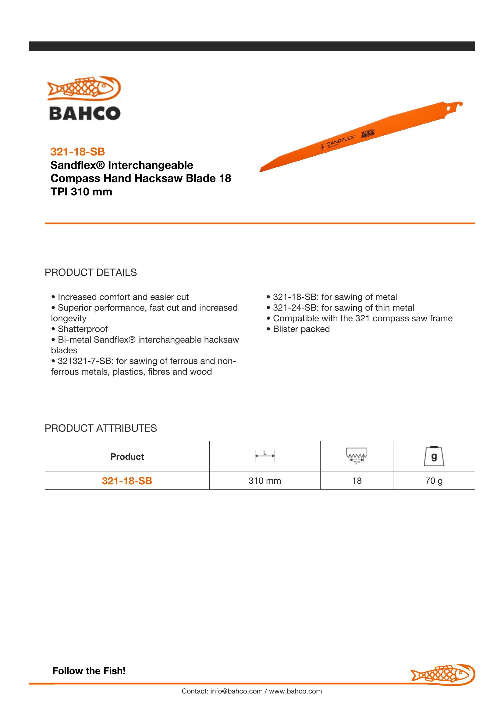 Bahco Spare blade for 321 compass saw, 18 TPI (Metal) - Image 5