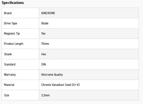 KINCROME 32102 3.2 X 75MM GO-THROUGH BLADE - Image 2