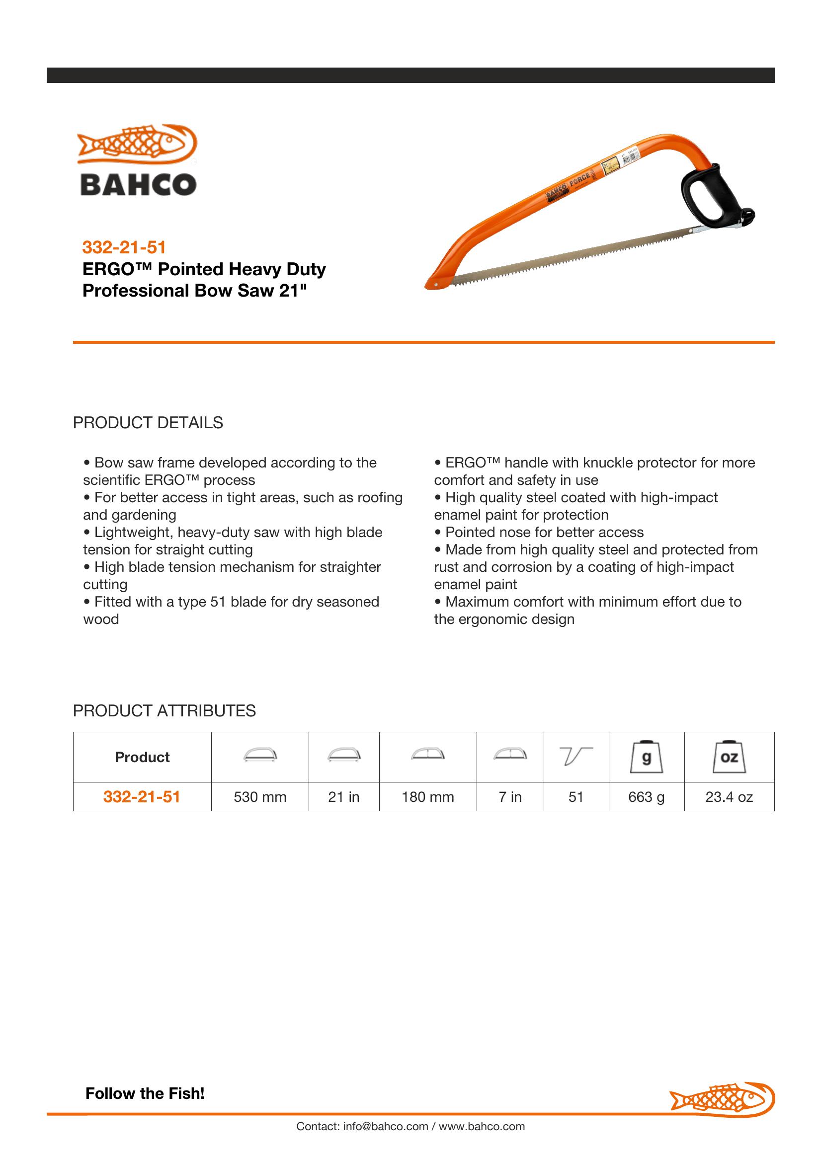 Bahco Bowsaw frame, 21", ergo, fitted with knuckle guard & blade protector - Image 5