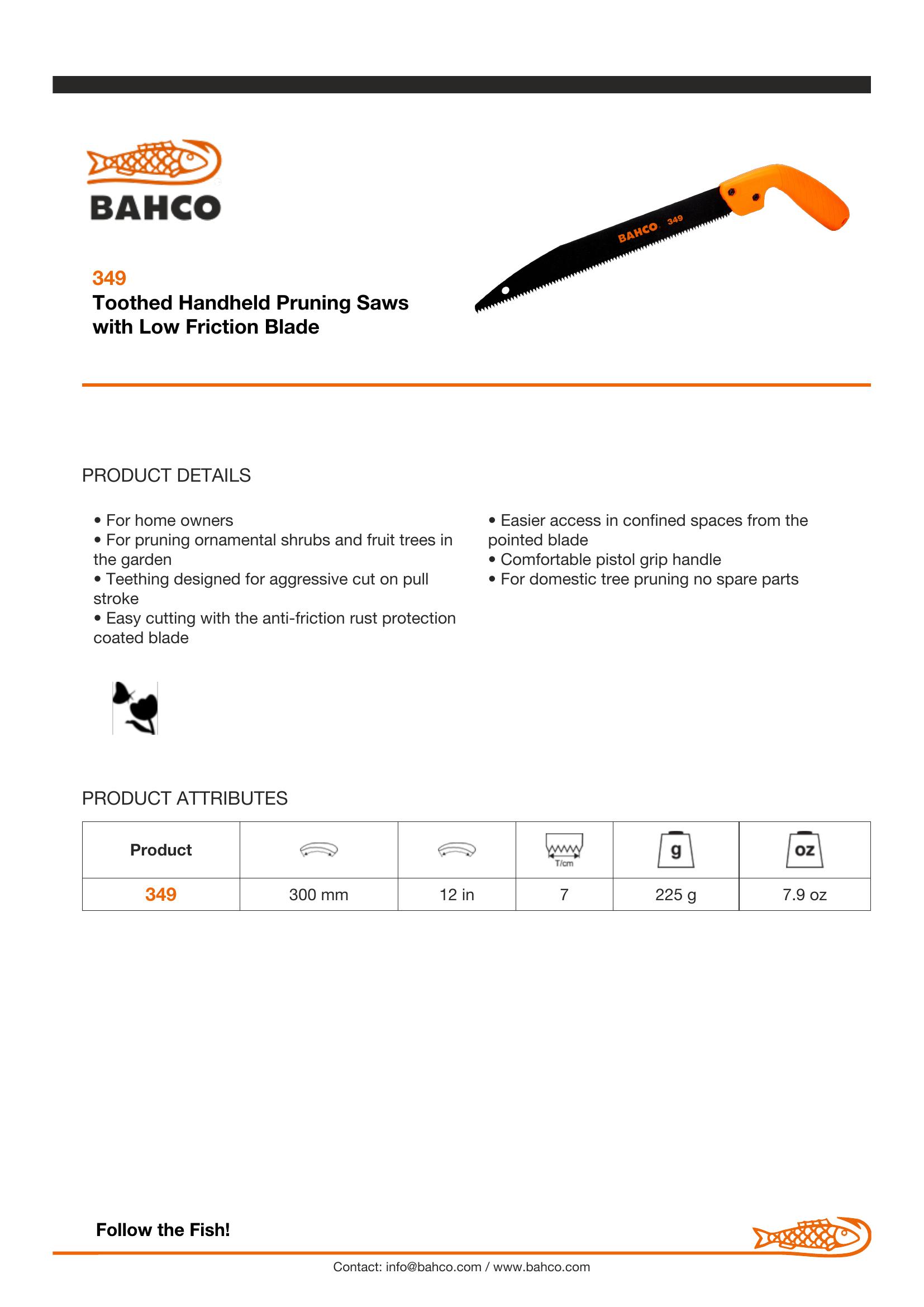Bahco Anti friction coating straight blade, comfortable orange handle - Image 6