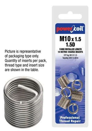 Powercoil - 13 x 1.25mm x 1.0D MF Wire Thread Inserts - 5Pk Clam