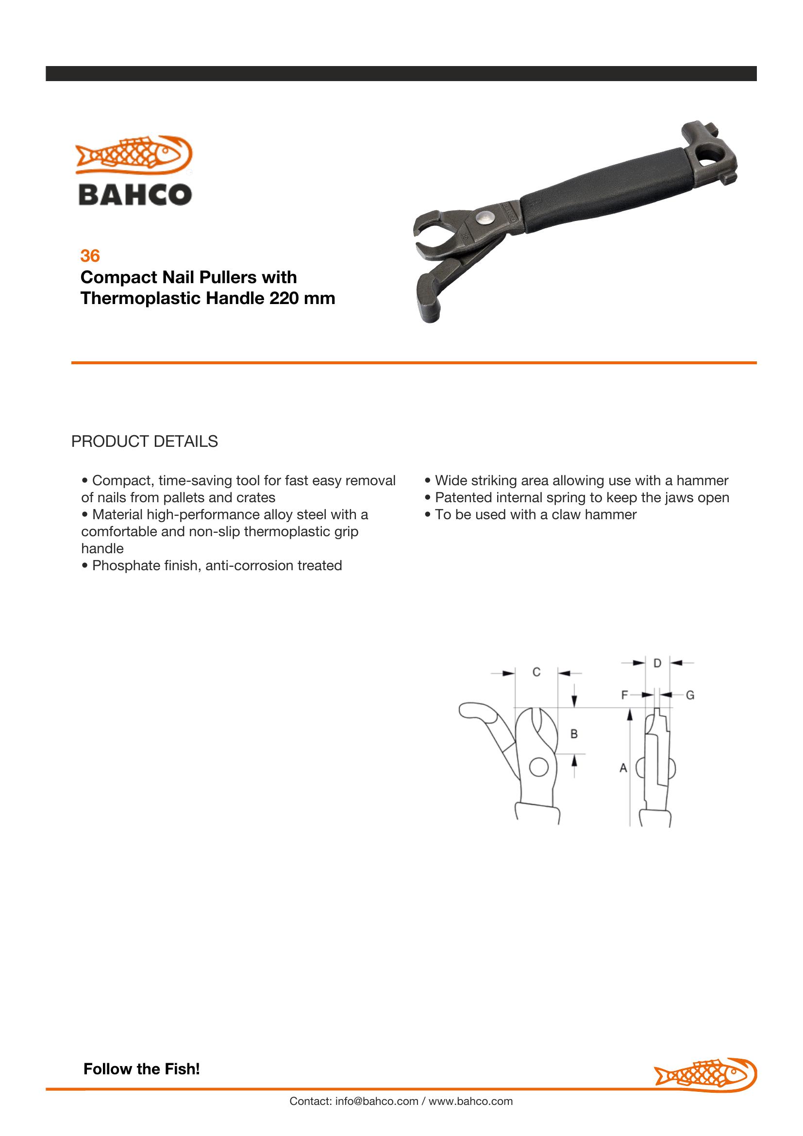 Bahco Nail puller, 210mm - compact with TPE Handle - Image 6