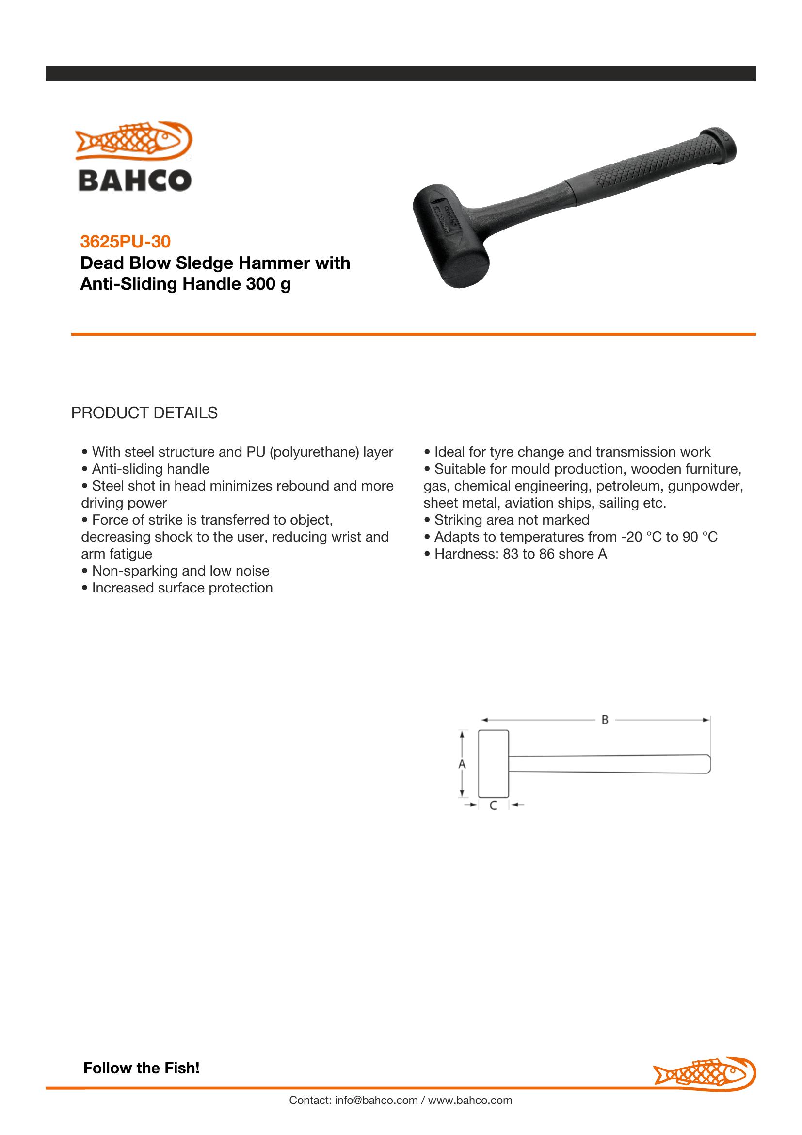 Bahco Dead Blow Hammer - 30mm - Image 5