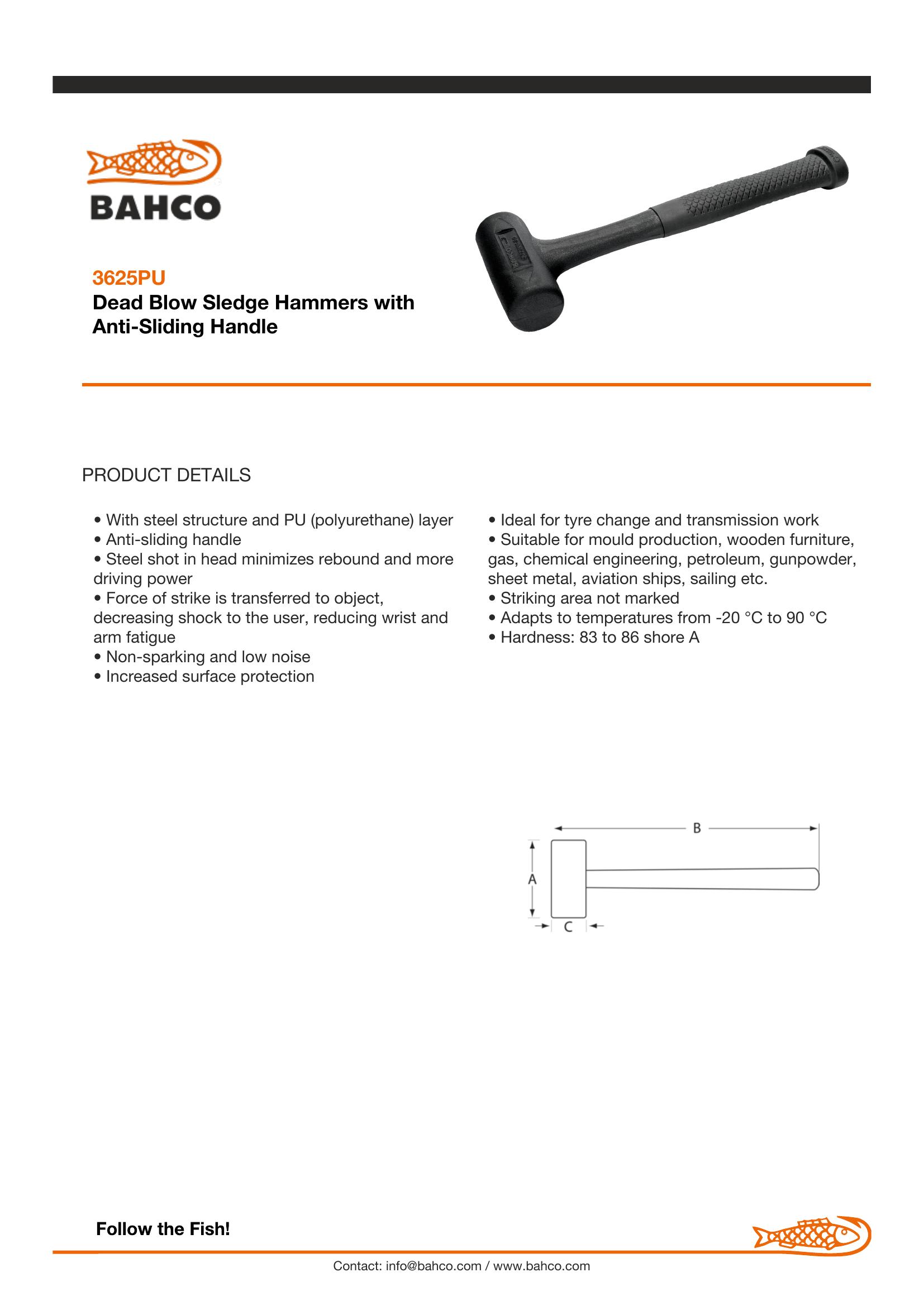 Bahco Dead Blow Hammer - 50mm - Image 5