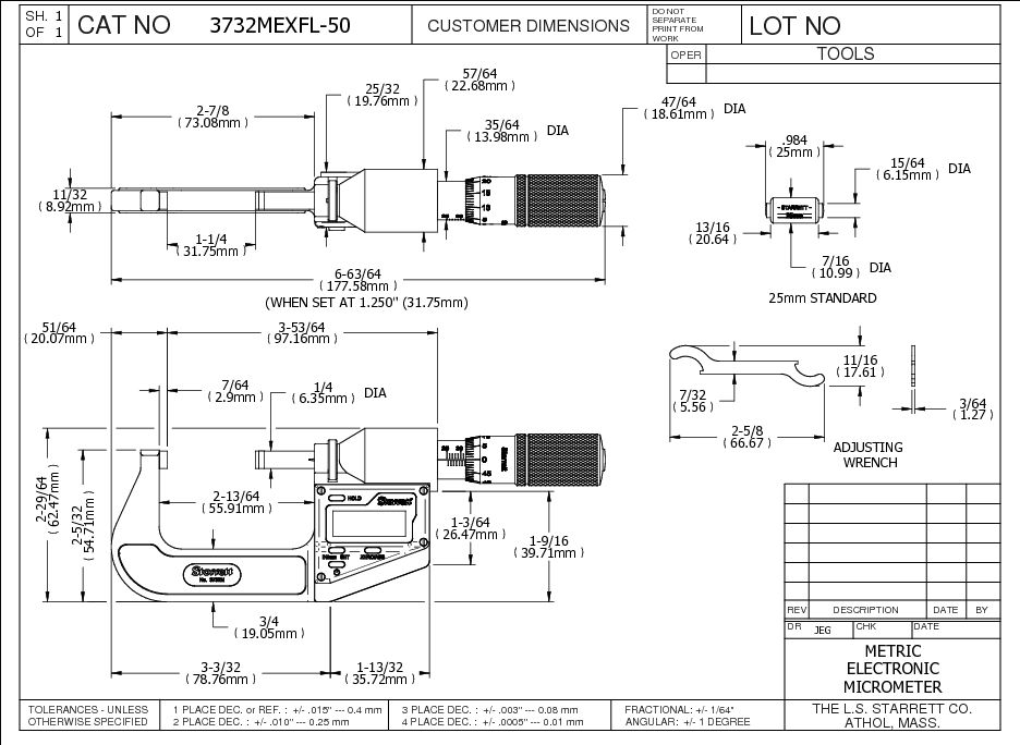 Starrett - Elec. Dig. Mic 25-50mm 0.001mm Res - Image 2