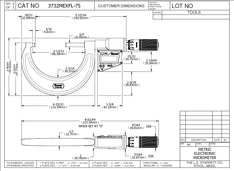 Starrett - Elec. Dig. Mic 50-75mm 0.001mm Res - Image 3