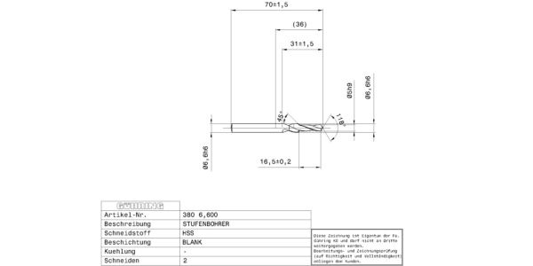 Guhring Step drills for tapping hole M6 HSS - Image 2