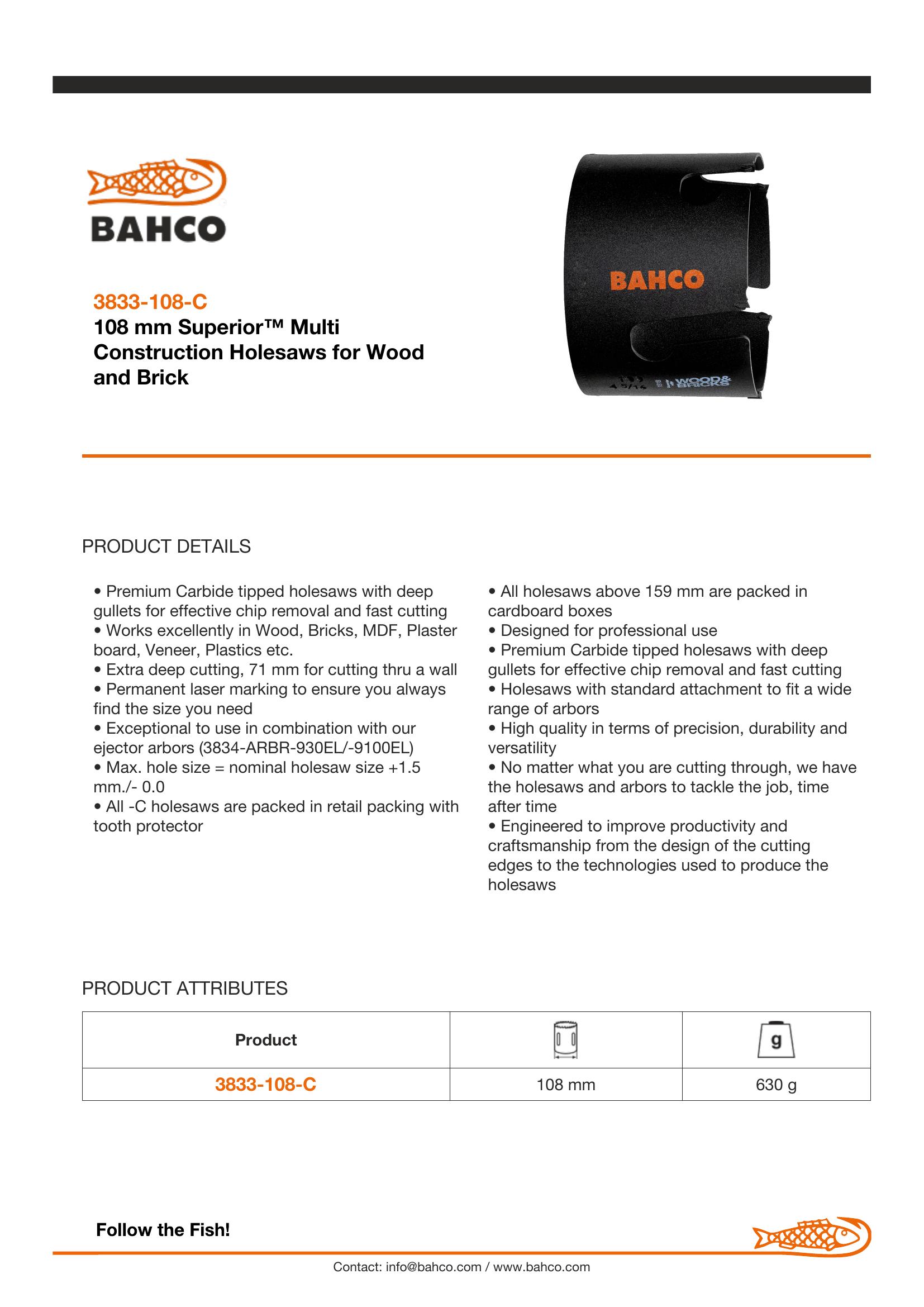Bahco Multi Construction Holesaw - 108mm - Image 6