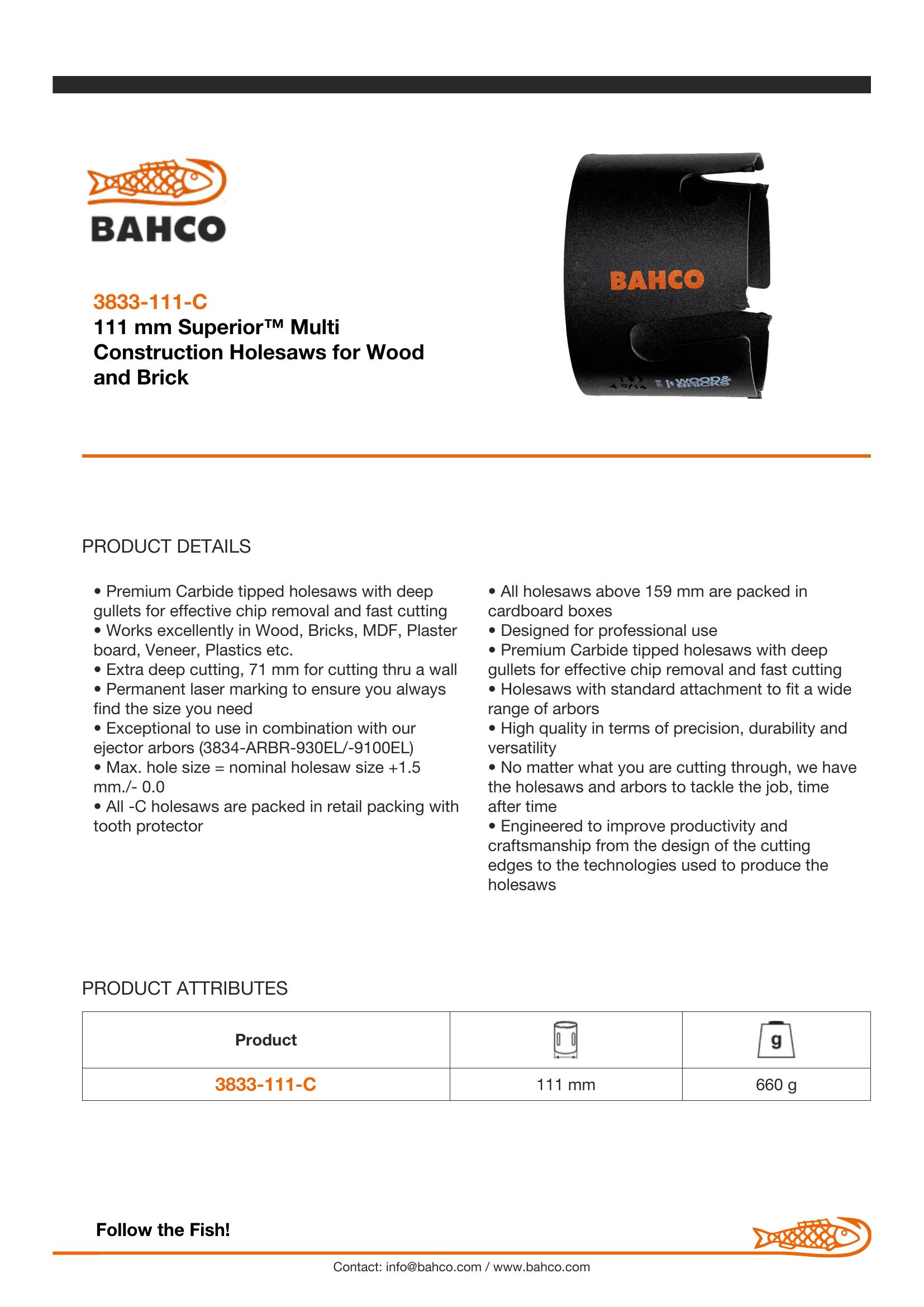 Bahco Multi Construction Holesaw - 111mm - Image 6