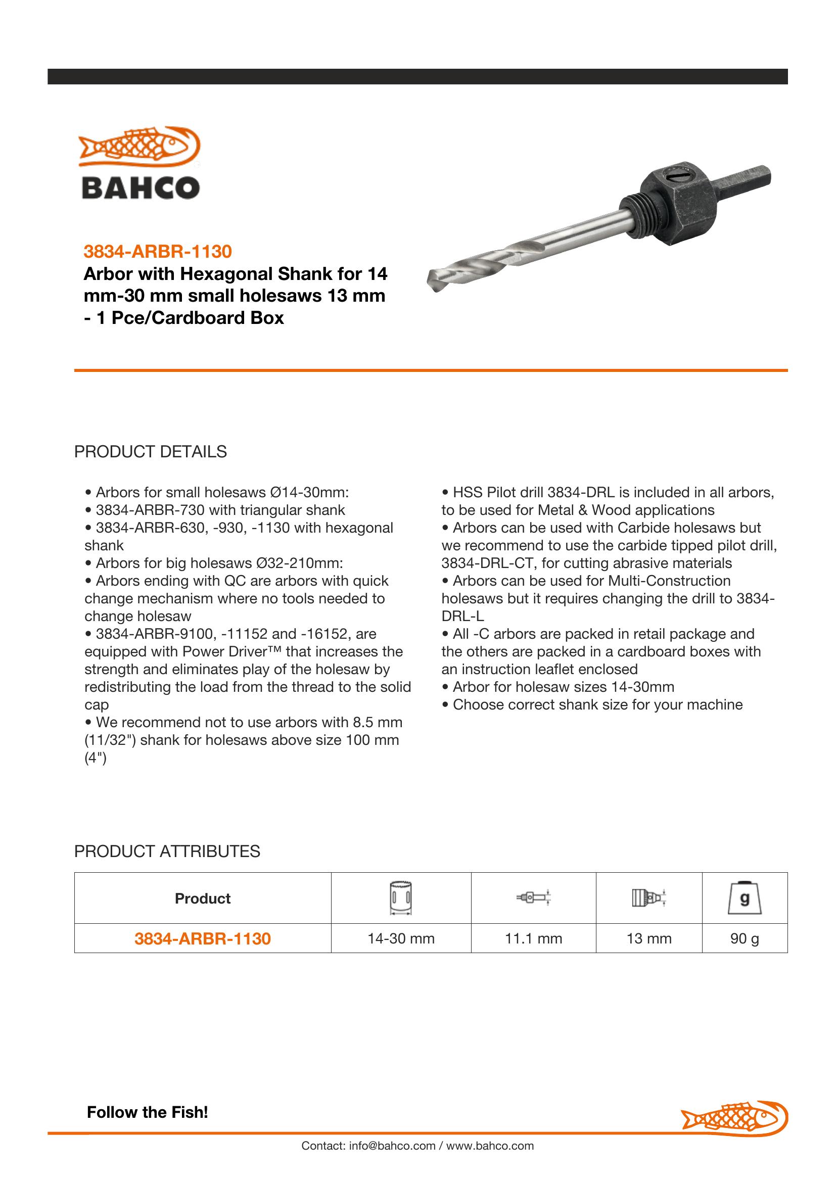 Bahco Arbor to suit 14-30mm holesaw - Image 6
