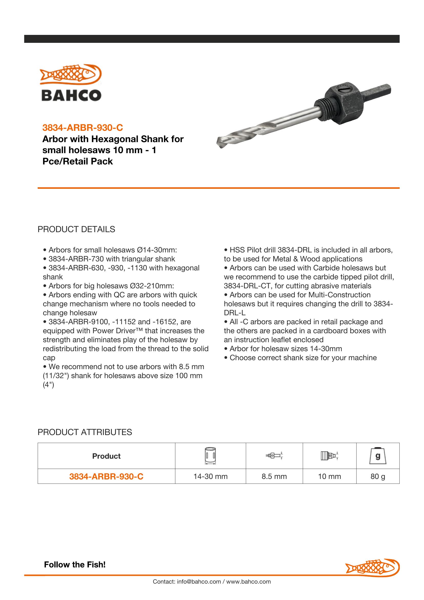 Bahco Arbor to suit 14-30mm holesaw - Image 6