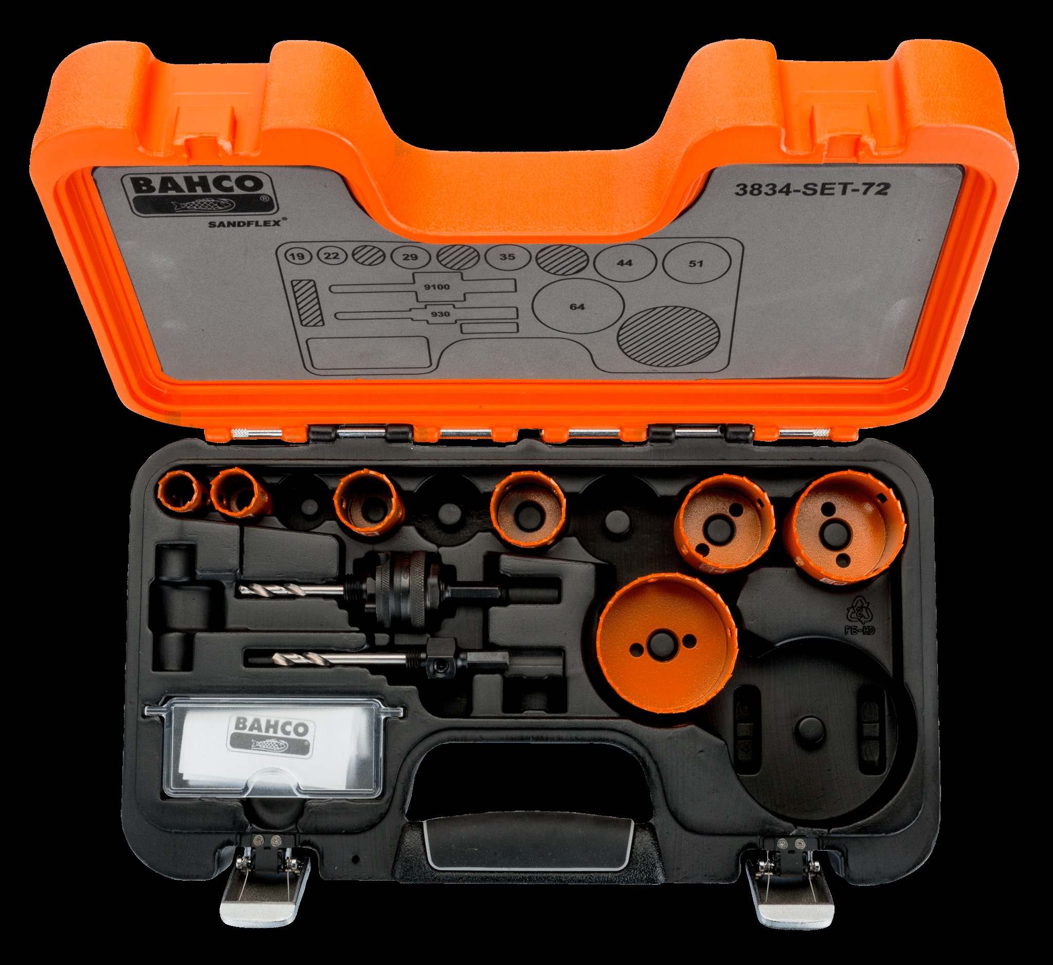 Bahco Holesaw set 9 pce VIP - 19, 22, 29, 35, 44, 51, 64mm & 930 & 9100 arbors - Image 2