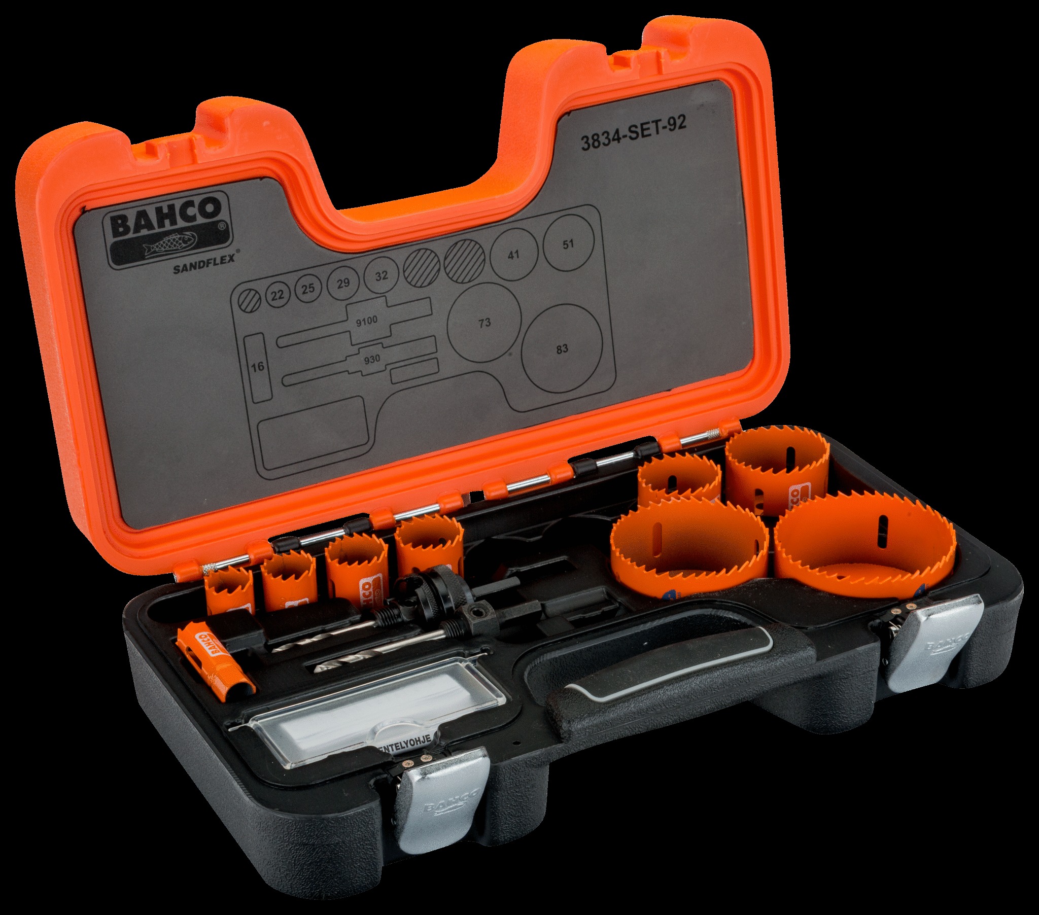 Bahco Holesaw set 11 pce VIP 16, 22, 25, 29, 32, 41, 51, 73, 83mm & 930 & 9100 arbors