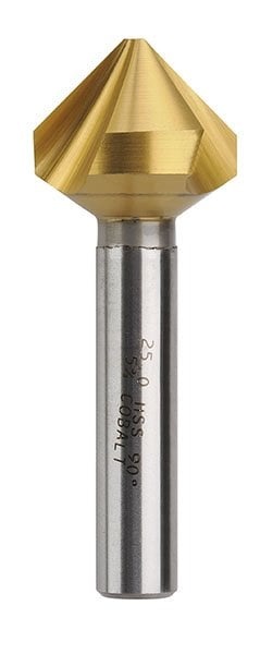 Bordo 25mm 90 Degree HSS Co5 TiN Coated Triple Flute Countersink