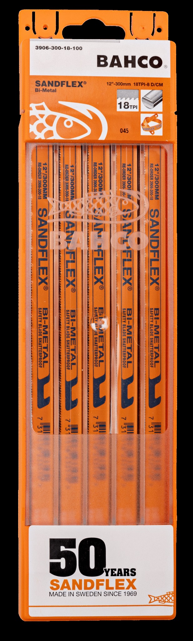 Bahco Hacksaw blades, 300mm, 18 TPI, Sandflex flexible bi-metal HSS, 100 blades per pack - Image 4