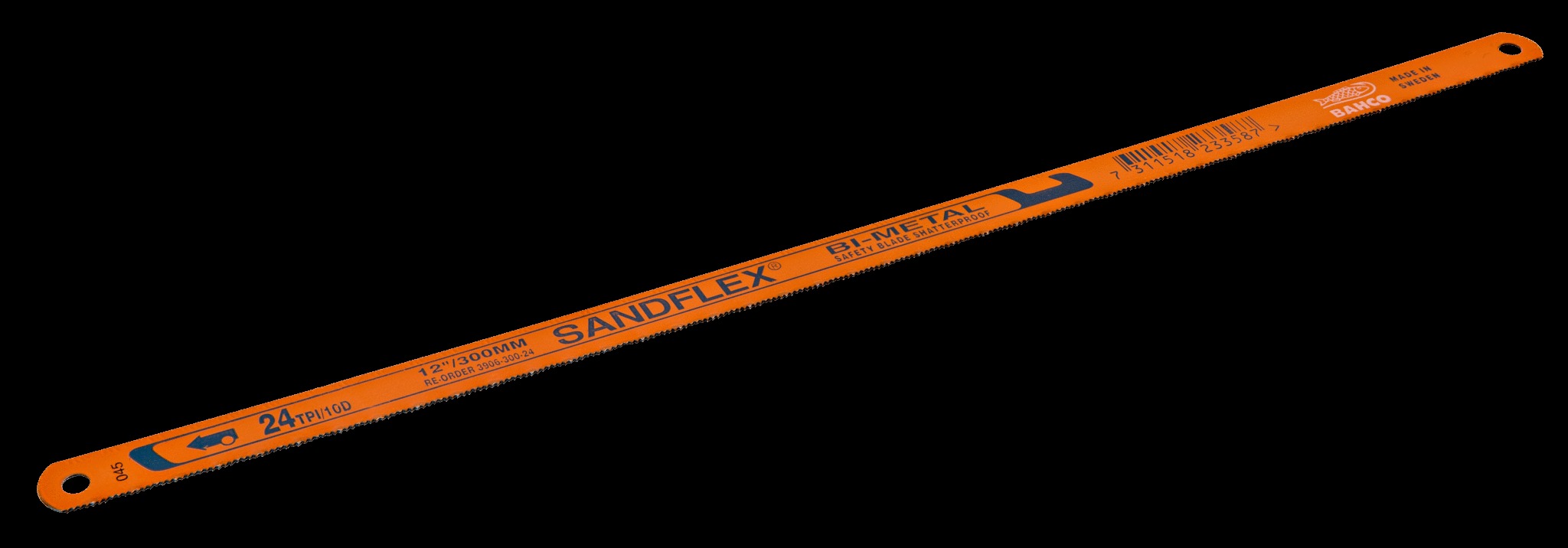 Bahco Hacksaw blades, 300mm, 18 TPI, Sandflex flexible bi-metal HSS, 2 blades per card