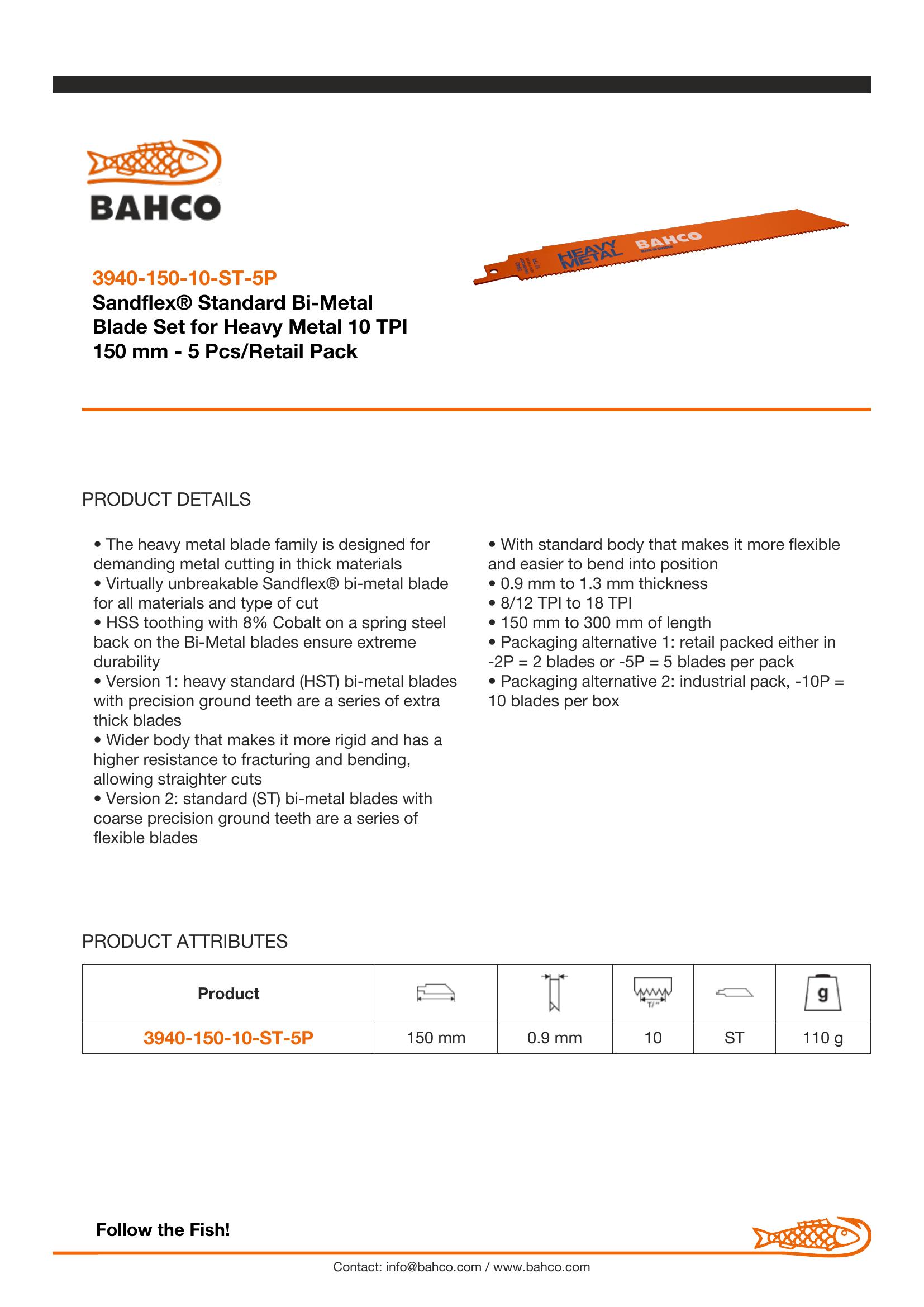 Bahco Reciprocating saw blade, Sandflex standard blade, 5 blades/pack - Image 2