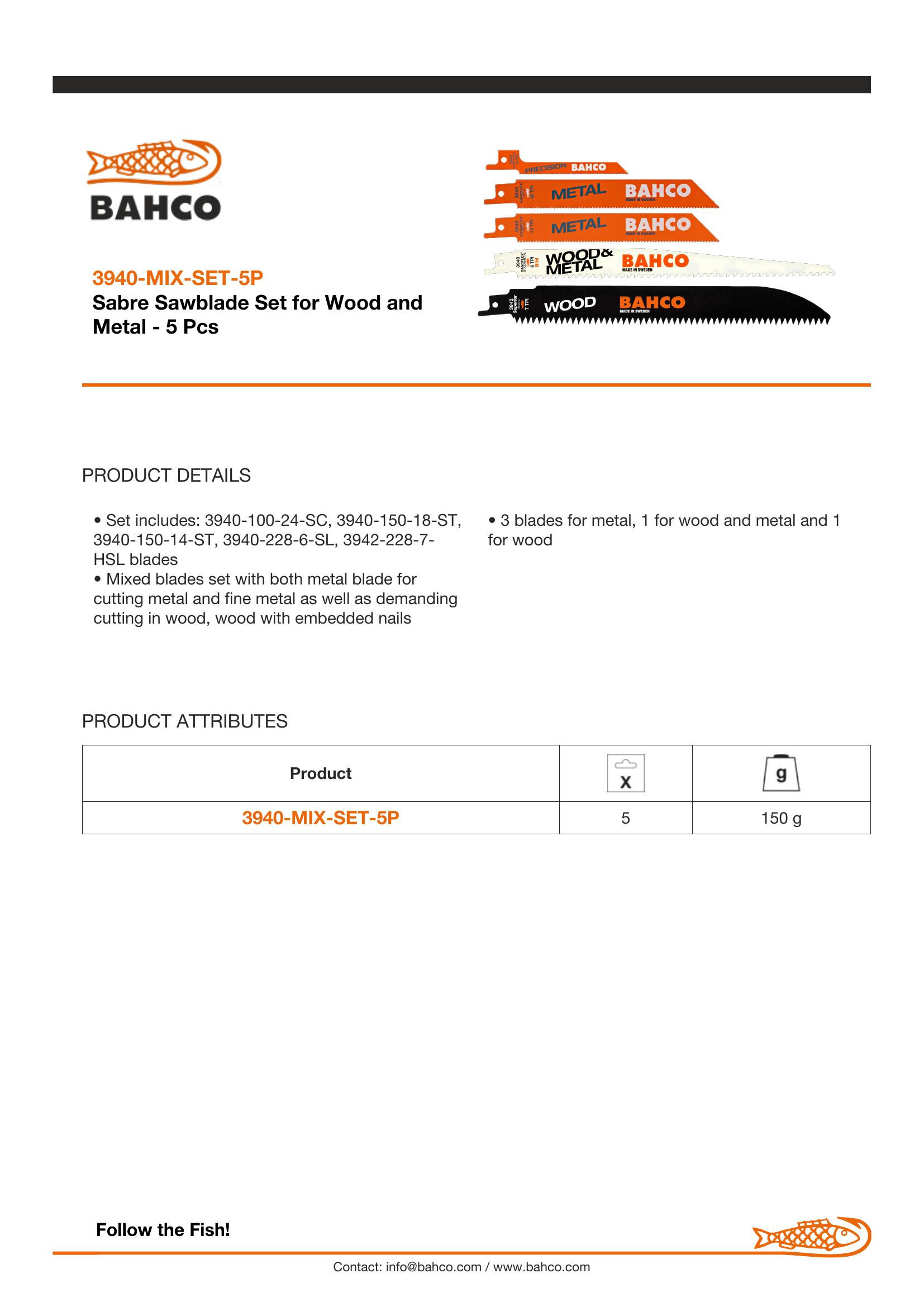 Bahco Sabre Sawblade Set for Wood and Metal - 5 Pcs - Image 3
