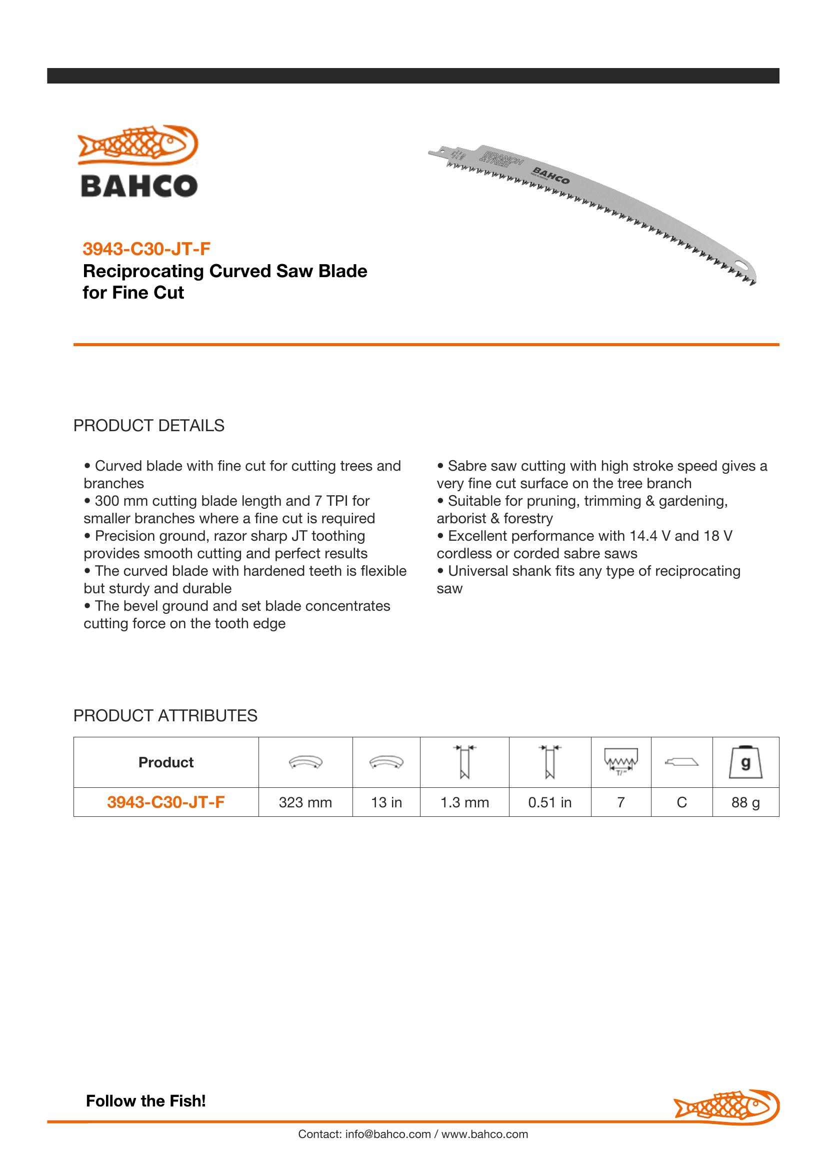 Bahco Reciprocating Curved Saw Blade for Fine Cut with 300 mm 7.0 TPI - Image 4